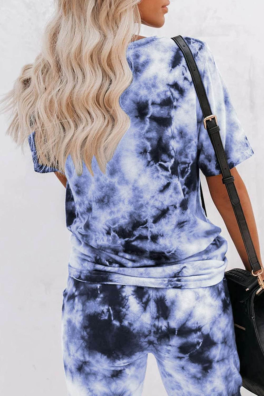 Blue Tie-dye Tee and Sweatpants Sports Wear