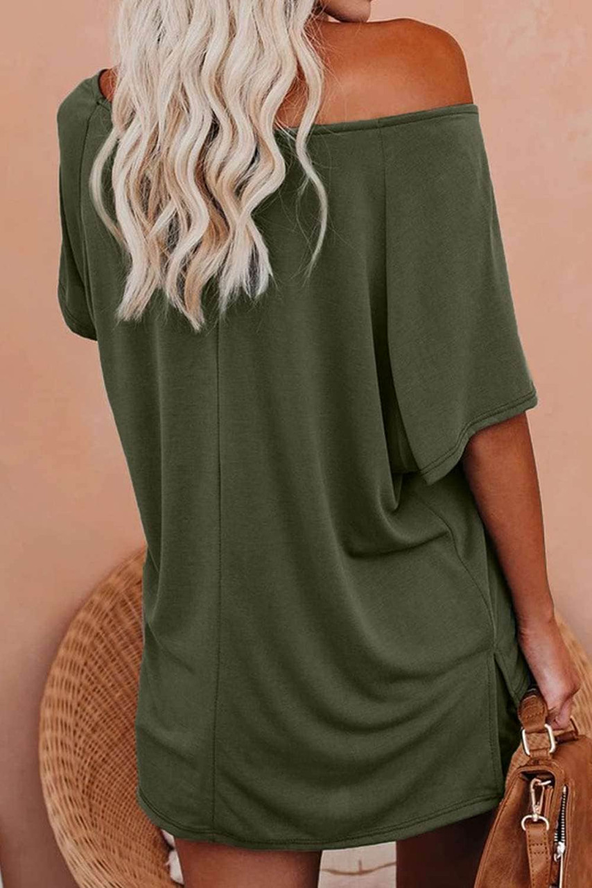 Green Raglan Top and Shorts Knit Lounge Set