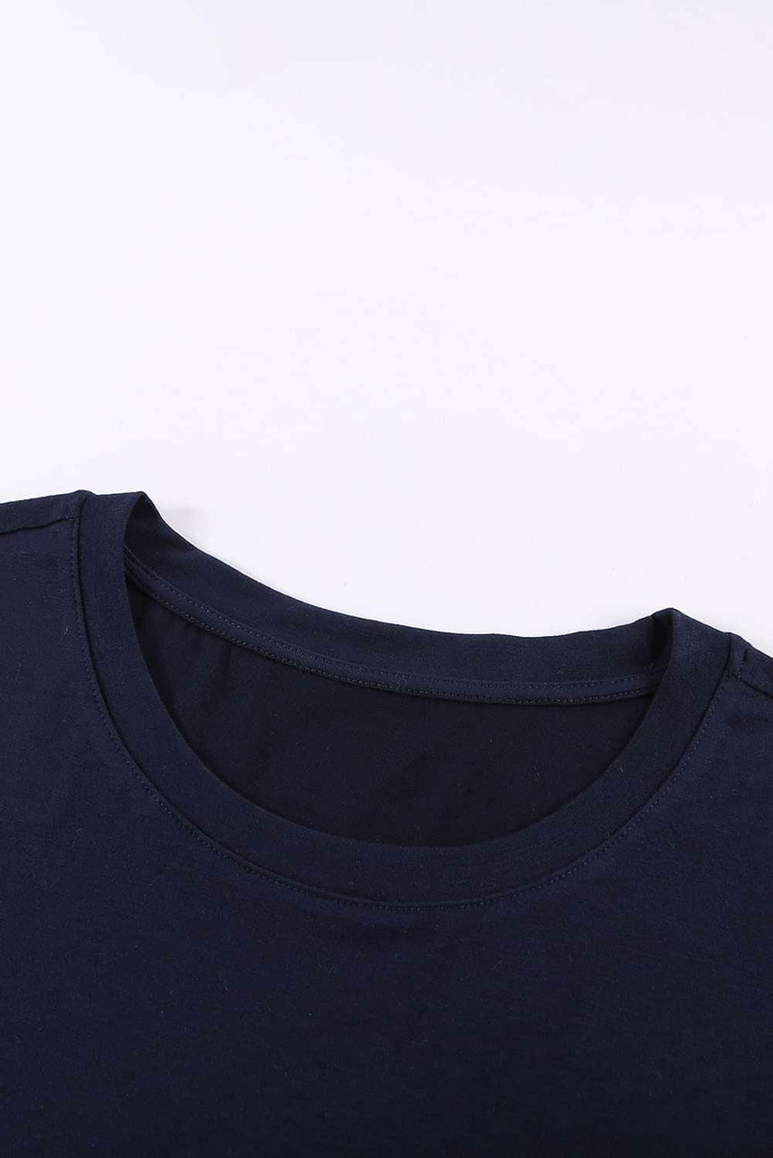 Navy Leopard Accent Colorblock Plus Size T-shirt