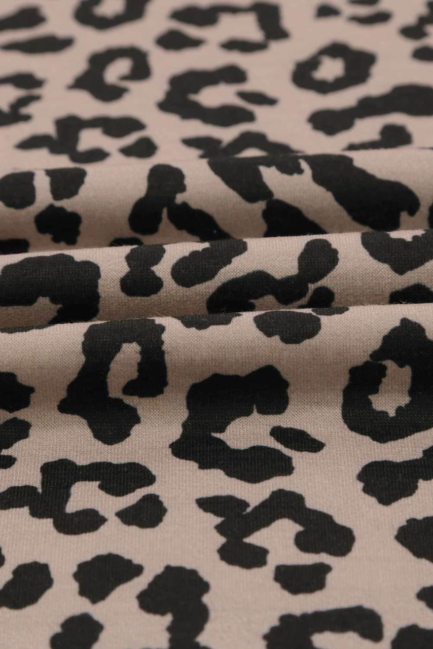 Crew Neck Leopard Side Split T-shirt