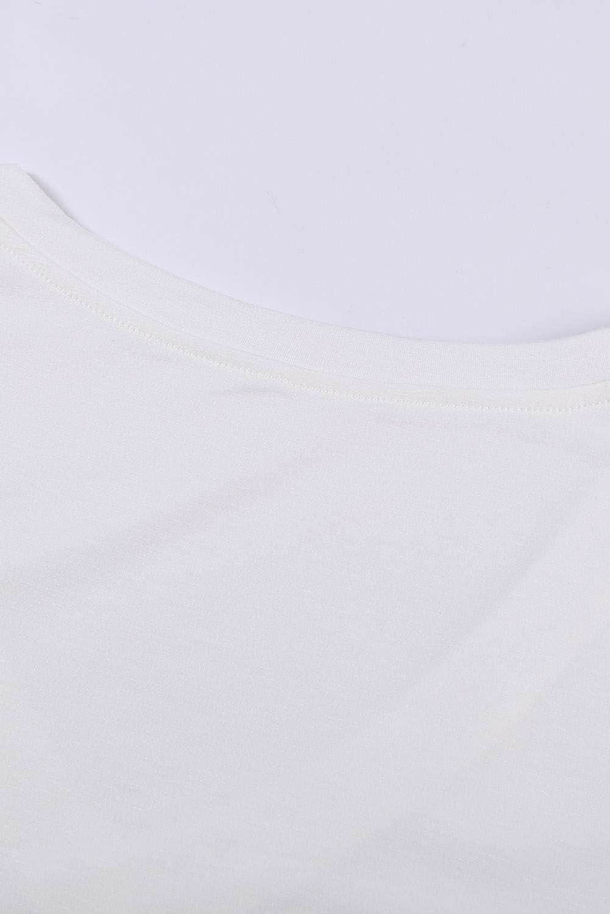 White Plus Size Stripes Stitching Sleeve V Neck T-shirt White Plus Size Stripes Stitching Sleeve V Neck T-shirt