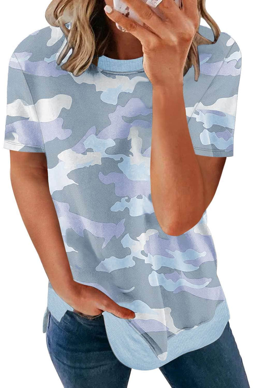 Crew Neck Camo Side Split T-shirt Crew Neck Camo Side Split T-shirt