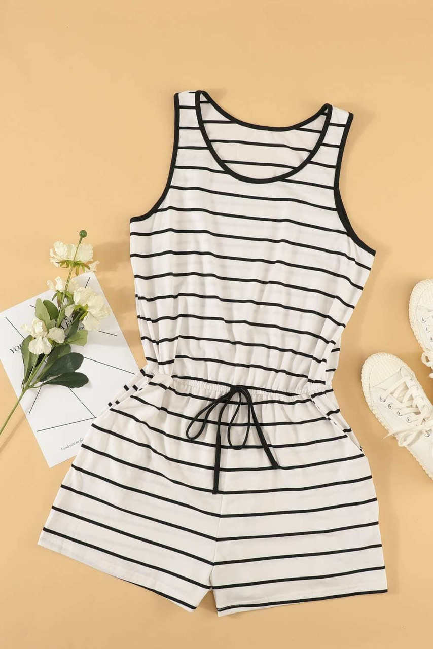 Striped Sleeveless Lounging Romper