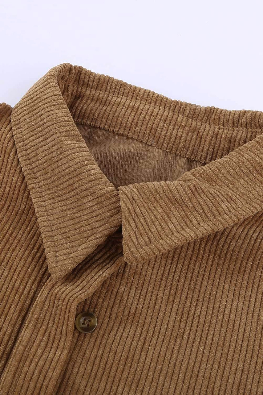 Brown Corduroy Button Pocket Shirt