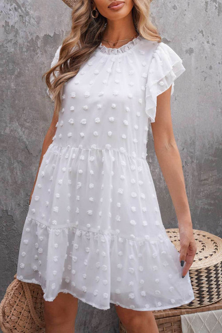White Swiss Dot Layered Mini Dress
