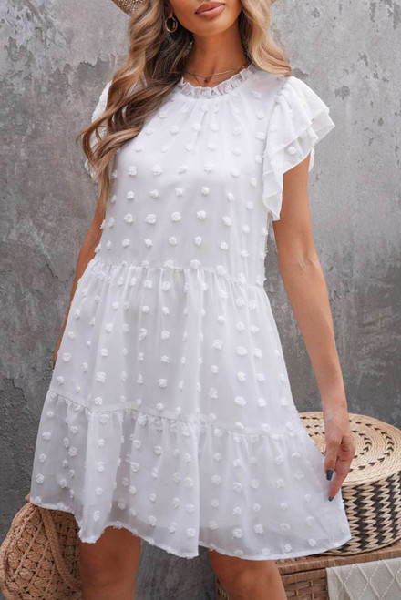 White Swiss Dot Layered Mini Dress White Swiss Dot Layered Mini Dress