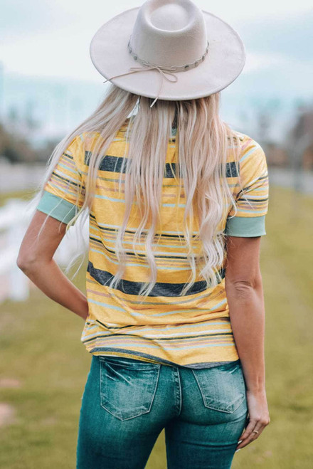 Multicolor Stripes Crew Neck T Shirt Multicolor Stripes Crew Neck T Shirt