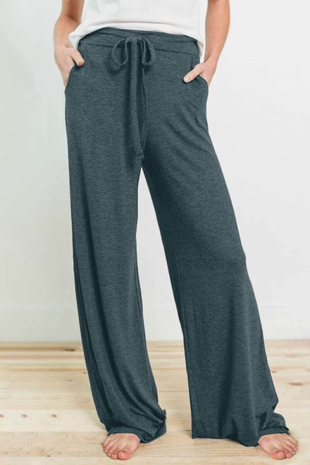 Green Women's Loose Wide Leg Drawstring Comfy Lounge Pants