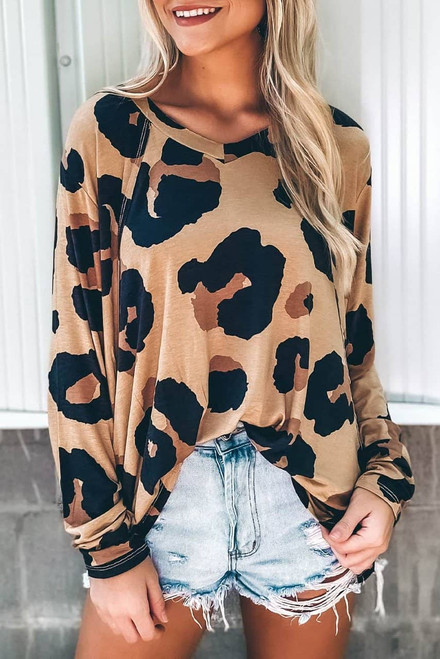 Leopard Print Long Sleeve Loose Top Leopard Print Long Sleeve Loose Top
