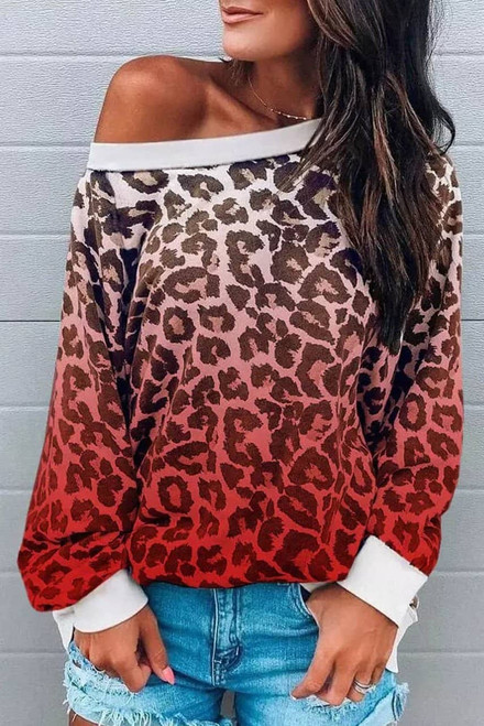 Leopard Gradient Long Sleeve Sweatshirt Leopard Gradient Long Sleeve Sweatshirt