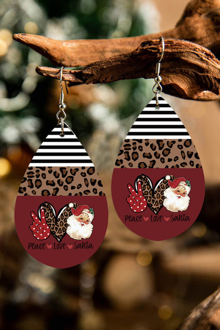 Multicolor Christmas Leopard Striped Drop Earrings
