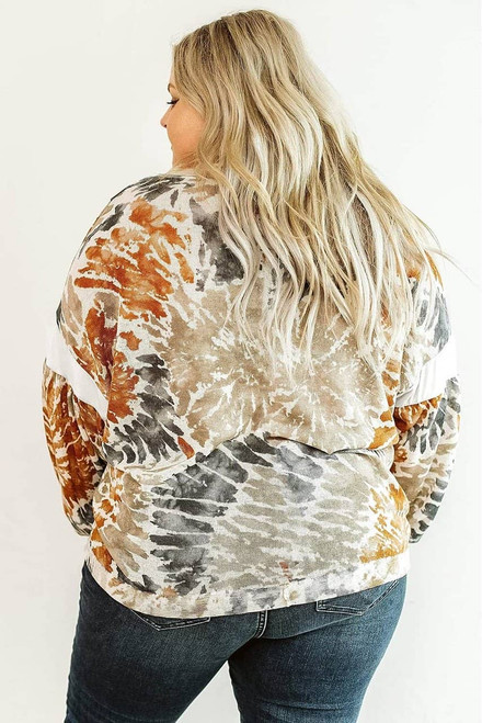 Multicolor Plus Size Tie Dye V Neck Sweatshirt Multicolor Plus Size Tie Dye V Neck Sweatshirt