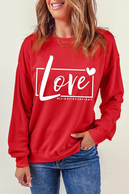 Red Valentine's Day Love Graphic Sweatshirt Red Valentine's Day Love Graphic Sweatshirt