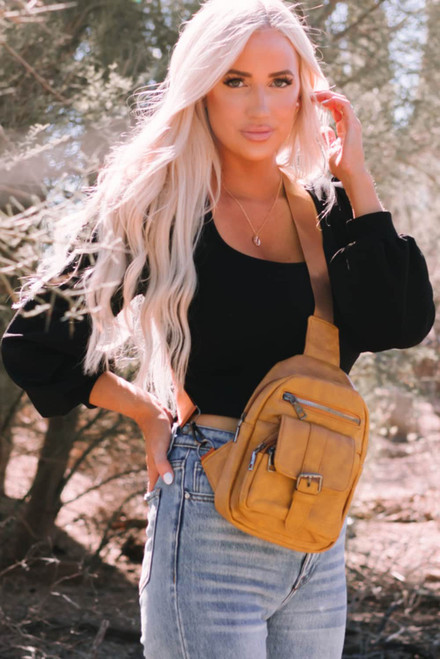 Khaki Vintage Multi Pockets Sling Bag