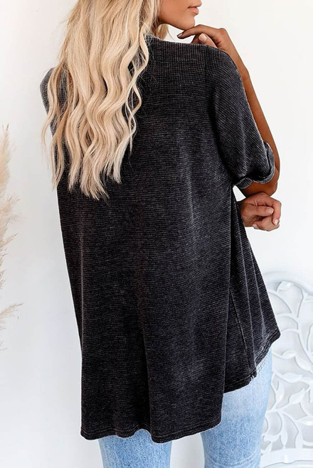 Gray High Low Cuffed Tee