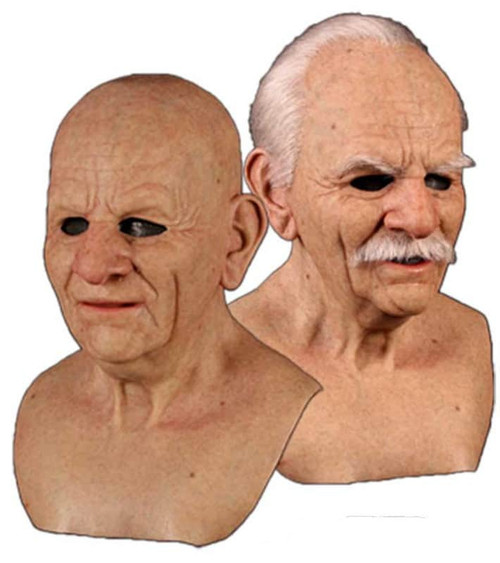 Old Man Mask White Hair White Beard Headgear Halloween