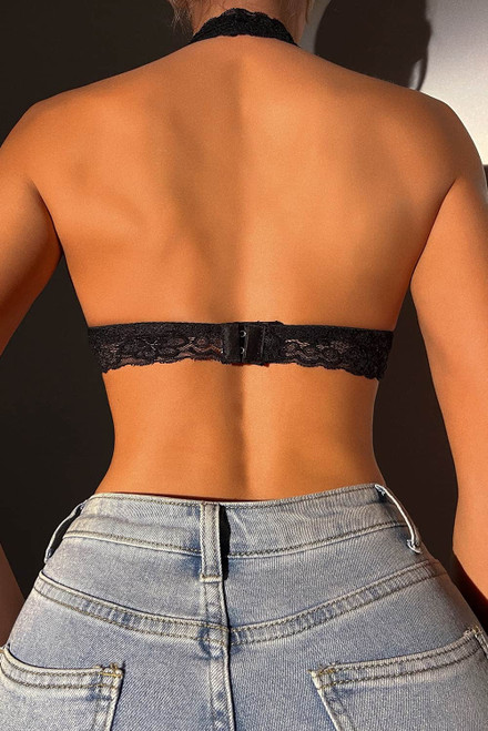 Black Lace Crochet Halter Neck Bralette Black Lace Crochet Halter Neck Bralette