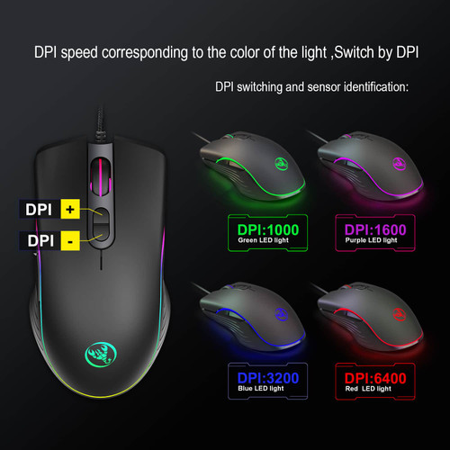 Hongsund RGB light Glowing Gaming Mouse Wired