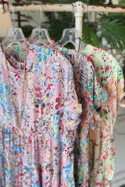 Purple Floral Print Ruffle Sleeve Babydoll Top