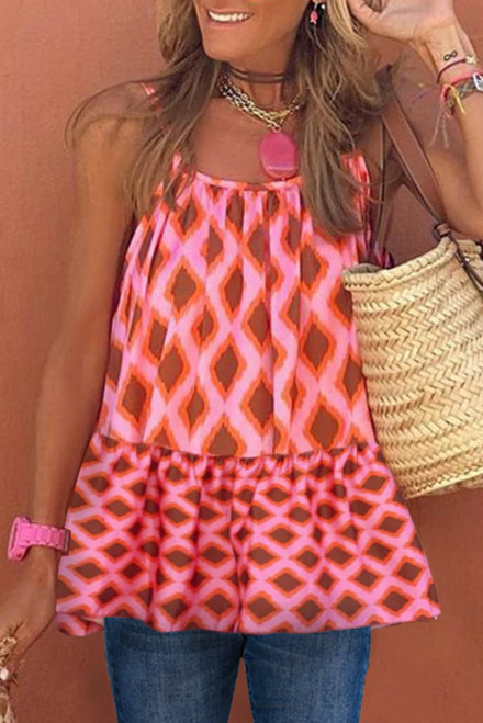 Geometric Print Spaghetti Strap Tank Top