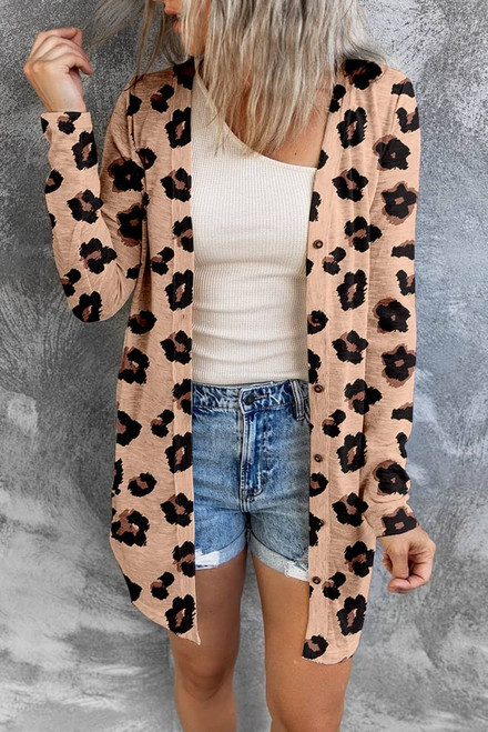 Leopard Printed Open Front Cardigan Leopard Printed Open Front Cardigan