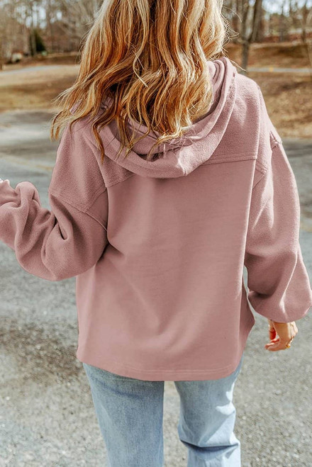 Pink Flap Pocket Drawstring Hood Zip Up Jacket Pink Flap Pocket Drawstring Hood Zip Up Jacket