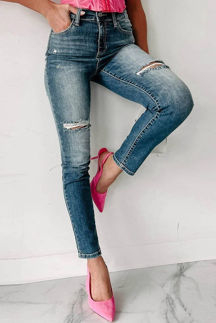 Blue Distressed Ripped Skinny Jeans Blue Distressed Ripped Skinny Jeans