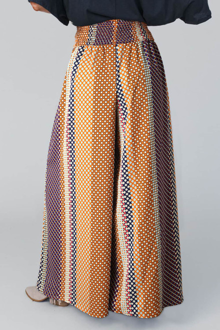 Multicolor Geometric Printed Wide Leg High Waist Pants