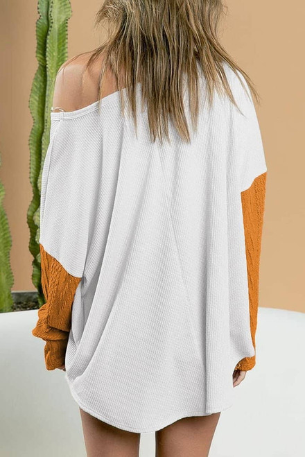 Brown Color Block Patchwork Chest Pocket Long Sleeve Top Brown Color Block Patchwork Chest Pocket Long Sleeve Top