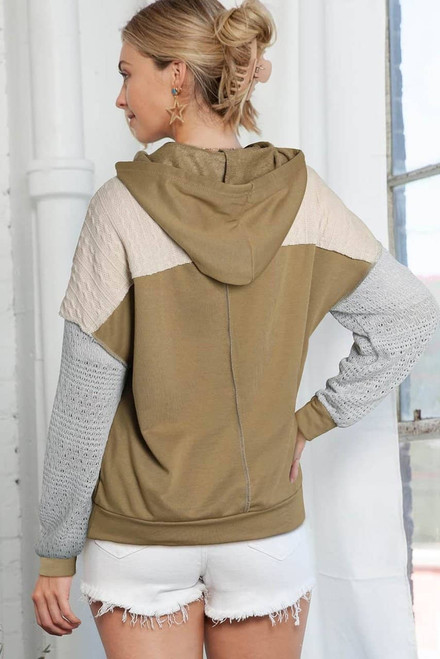 Brown Colorblock Patchwork Pullover Hoodie Brown Colorblock Patchwork Pullover Hoodie