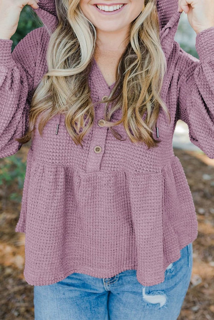 Plus Size Hooded Waffle Knit Top Plus Size Hooded Waffle Knit Top