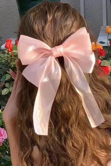 Apricot Pink Gauze Bowknot Hair Clip Apricot Pink Gauze Bowknot Hair Clip
