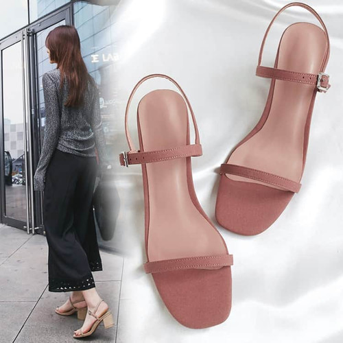 Round toe chunky heel ladies sandals