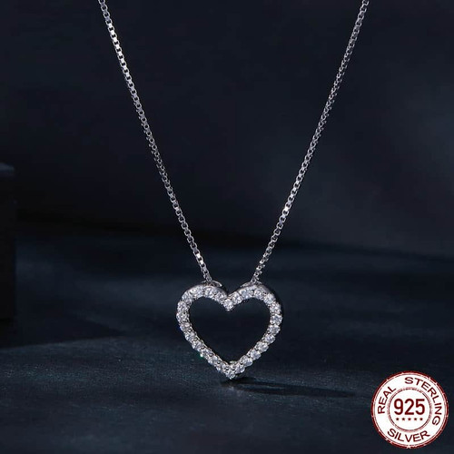 Heart-shaped Moissanite Necklace Simple Classic S925 Sterling Silver