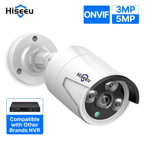 Hiseeu 5MP 4MP Audio IP Security Surveillance Camera POE H.265 Outdoor Waterproof IP66 CCTV Camera P2P Video Home for POE NVR