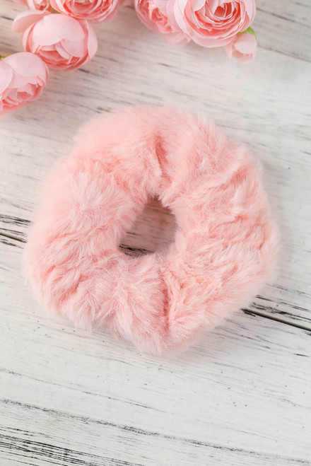 Pink Plush Large Scrunchy Hair Tie