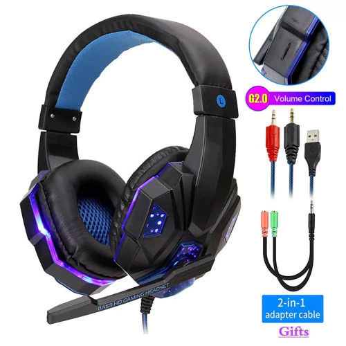 Professional Led Light Wired Gaming Headphones With Microphone For Computer PS4 PS5 Xbox Bass Stereo