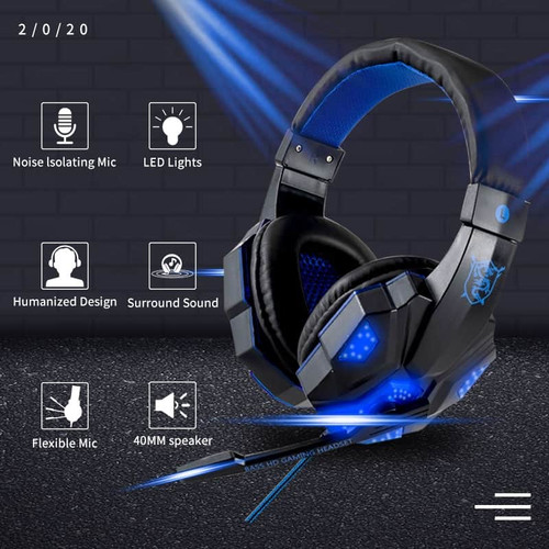 Professional Led Light Wired Gaming Headphones With Microphone For Computer PS4 PS5 Xbox Bass Stereo