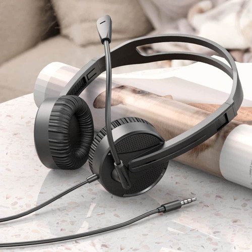 Lenovo Lecoo HT106 3.5mm Wired Head-mounted Headset with Adjustable Microphone for Voice Call Web Conference Online Teaching