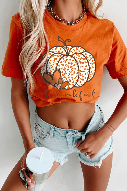 Orange Leopard Pumpkin Graphic Tee