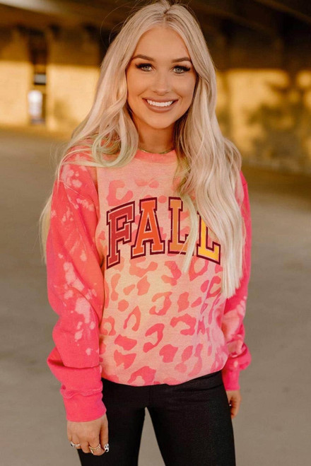Pink FALL Leopard Print Long Sleeve Pullover Sweatshirt Pink FALL Leopard Print Long Sleeve Pullover Sweatshirt