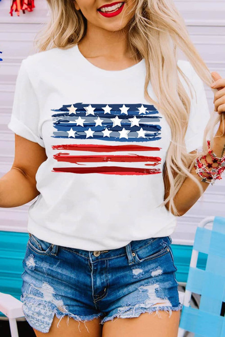 White American Flag Graphic Fashion Tee White American Flag Graphic Fashion Tee