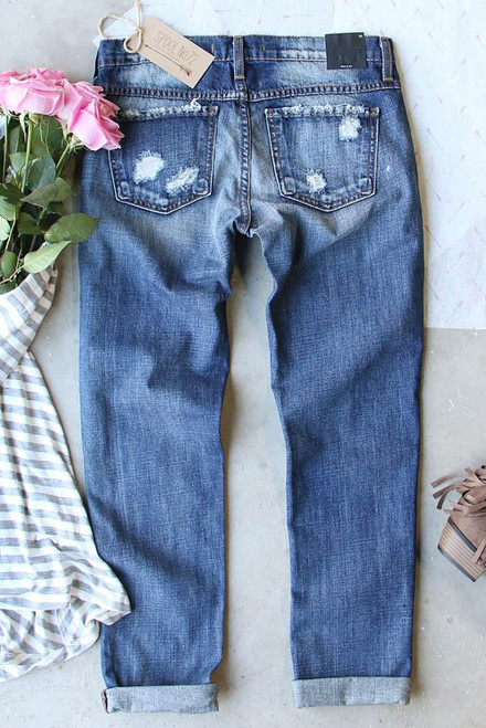 Sky Blue Valentines Day Heart Patchwork Jeans Sky Blue Valentines Day Heart Patchwork Jeans