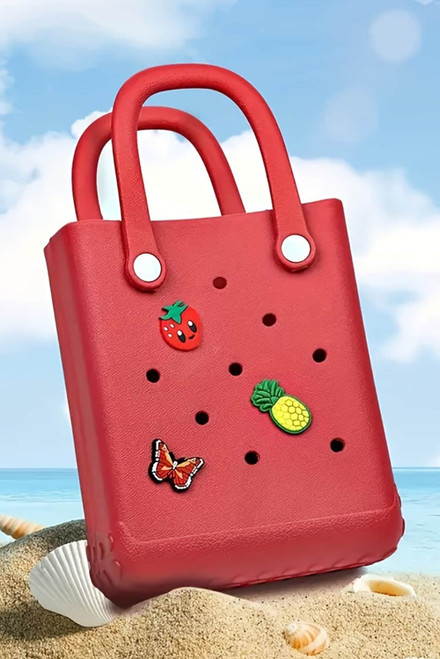 Fiery Red Waterproof EVA Hollow Tote Bag Fiery Red Waterproof EVA Hollow Tote Bag