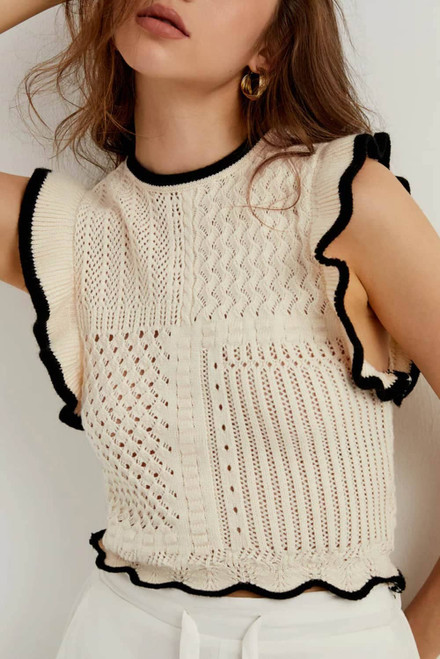 Apricot Crochet Eyelet Flounce Tank Top Apricot Crochet Eyelet Flounce Tank Top