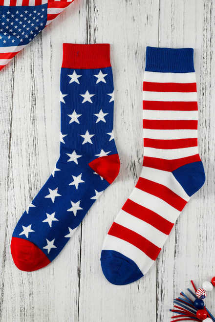 Sail Blue American Flag Pattern Soft Knitted Socks Sail Blue American Flag Pattern Soft Knitted Socks