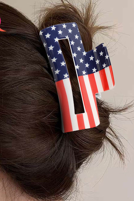 Dark Blue American Flag Print Square Claw Clip Dark Blue American Flag Print Square Claw Clip