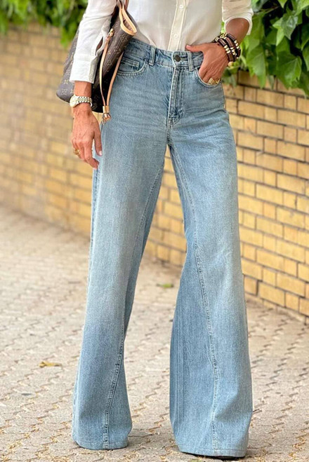 Dusk Blue Acid Wash Extra Wide Leg High Waist Long Jeans Dusk Blue Acid Wash Extra Wide Leg High Waist Long Jeans