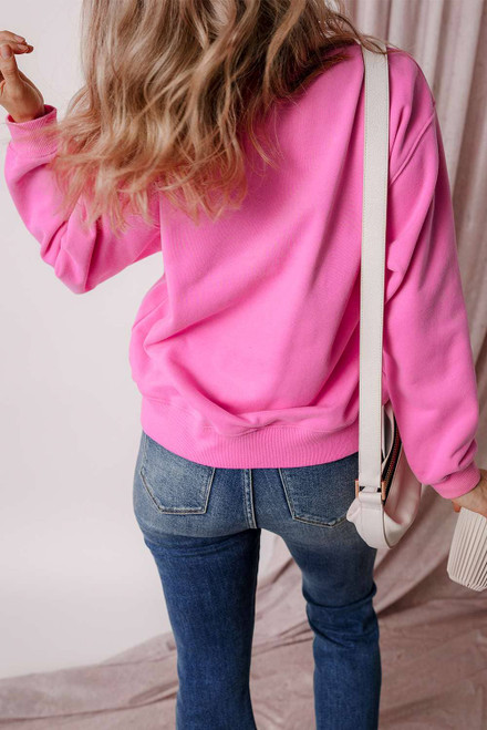 Bonbon Solid Fleece Lined Drop Shoulder Terry Sweatshirt Bonbon Solid Fleece Lined Drop Shoulder Terry Sweatshirt