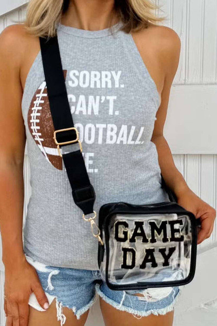 Black GAME DAY Pattern Clear Shoulder Bag Black GAME DAY Pattern Clear Shoulder Bag